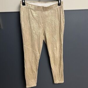 Free People Women's Gold Metallic  Textured‎ Skinny Pants Size 30